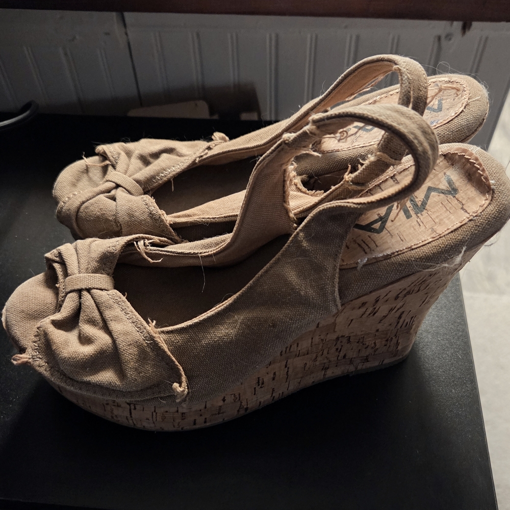 MIA Tan Wedge Sandals